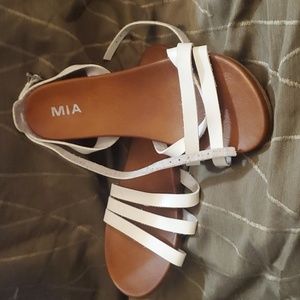 Genuine  white Mia  leather sandals